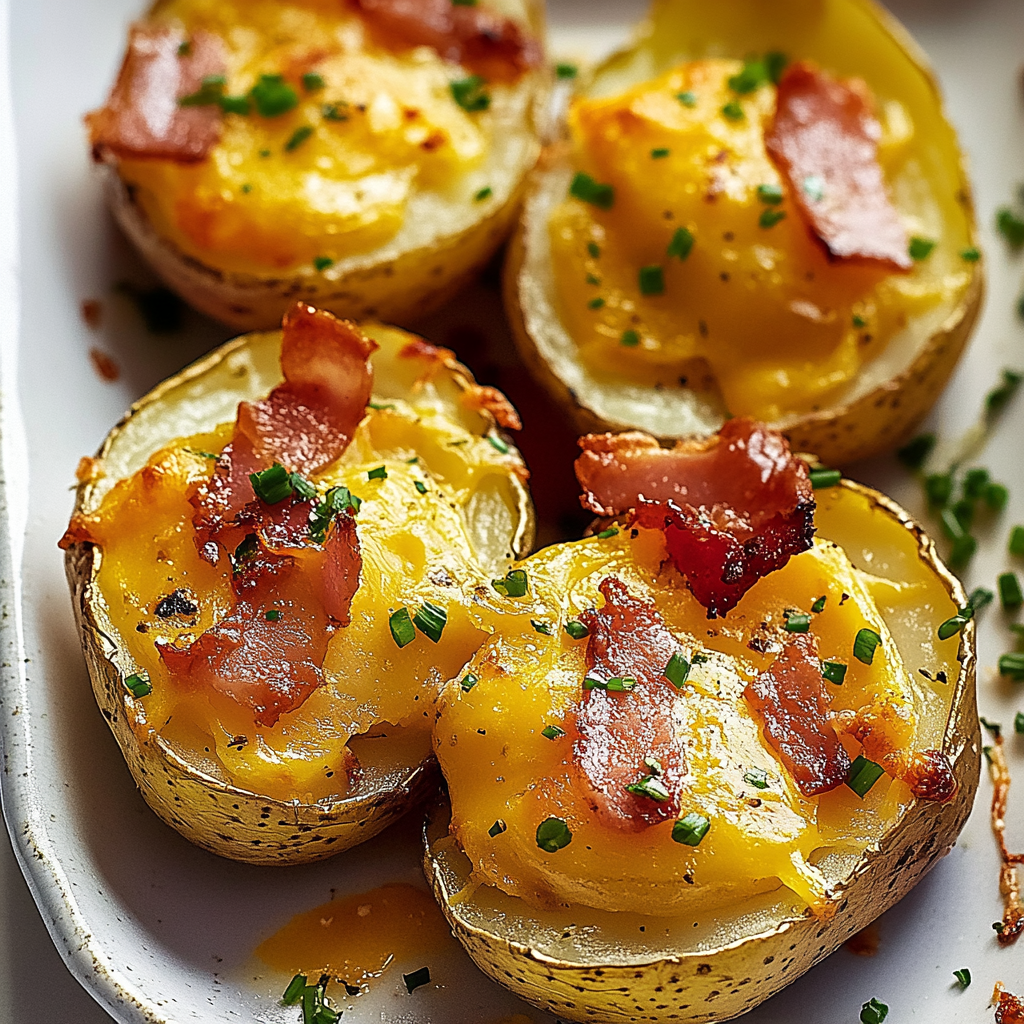 Recipe preparation for Potato Cheddar Chive Bakes