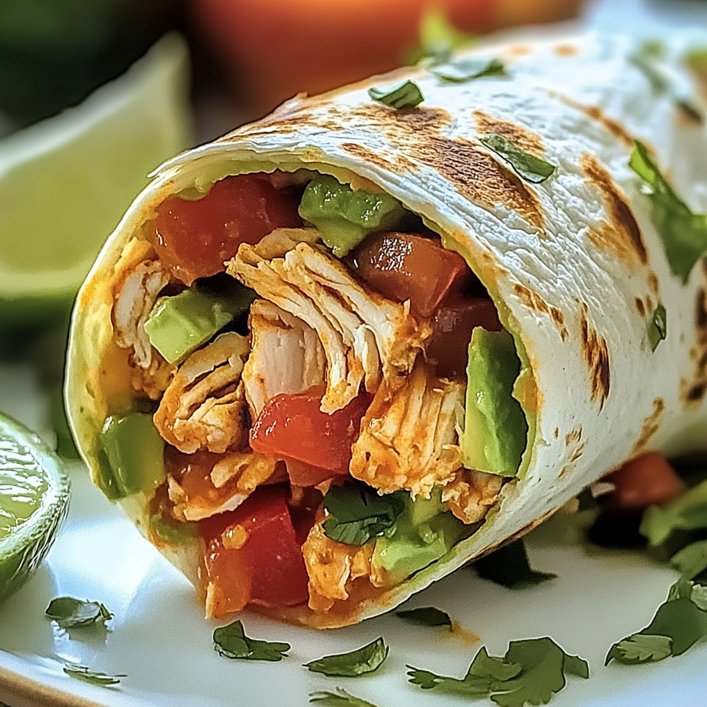 Recipe preparation for Chicken Avocado Wrap
