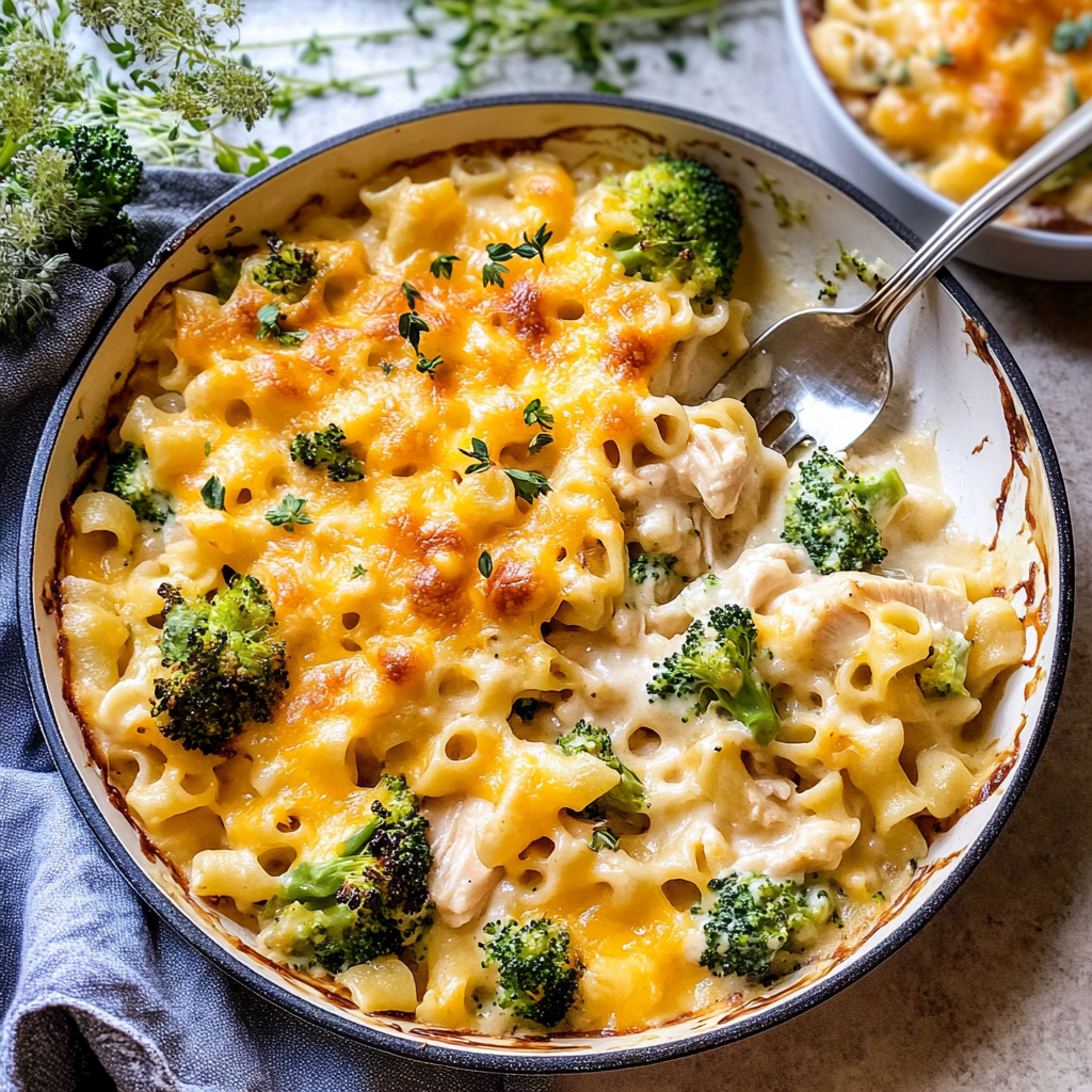 Recipe preparation for Broccoli Cheddar Chicken and Noodle Casserole
