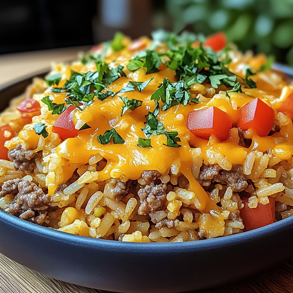 Recipe preparation for Cheesy Taco Rice
