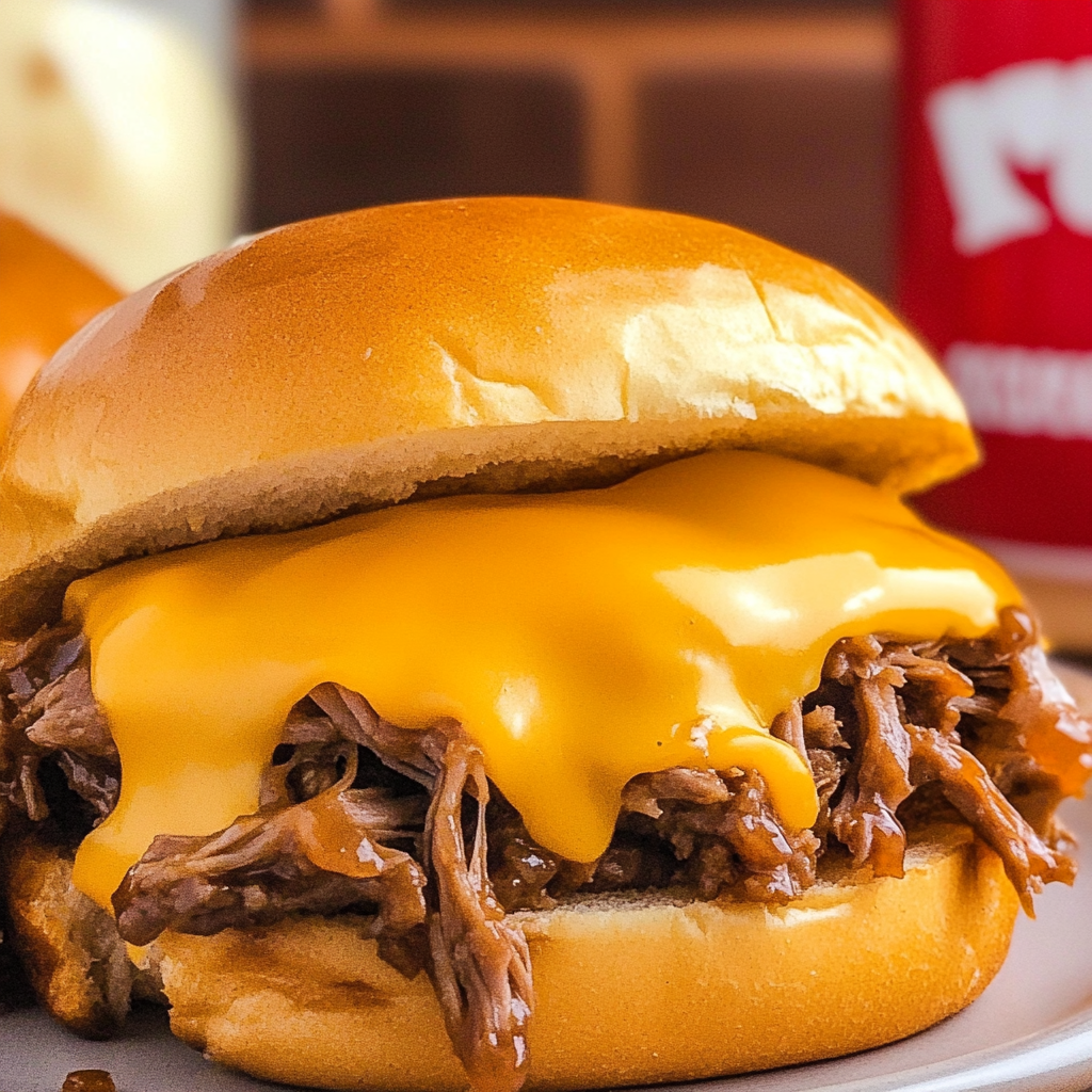 Recipe preparation for Slow Cooker Beef & Cheddar Sandwiches