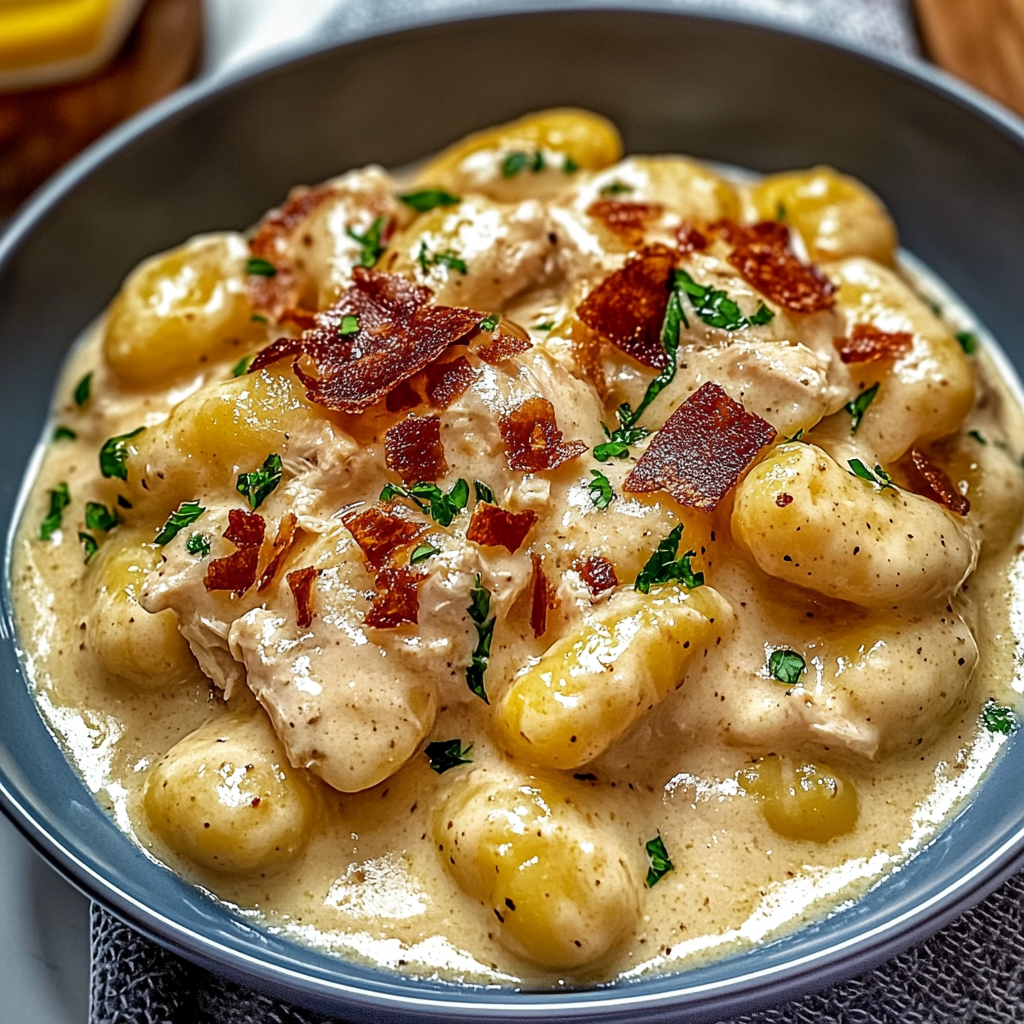 Recipe preparation for Creamy Crack Chicken Gnocchi