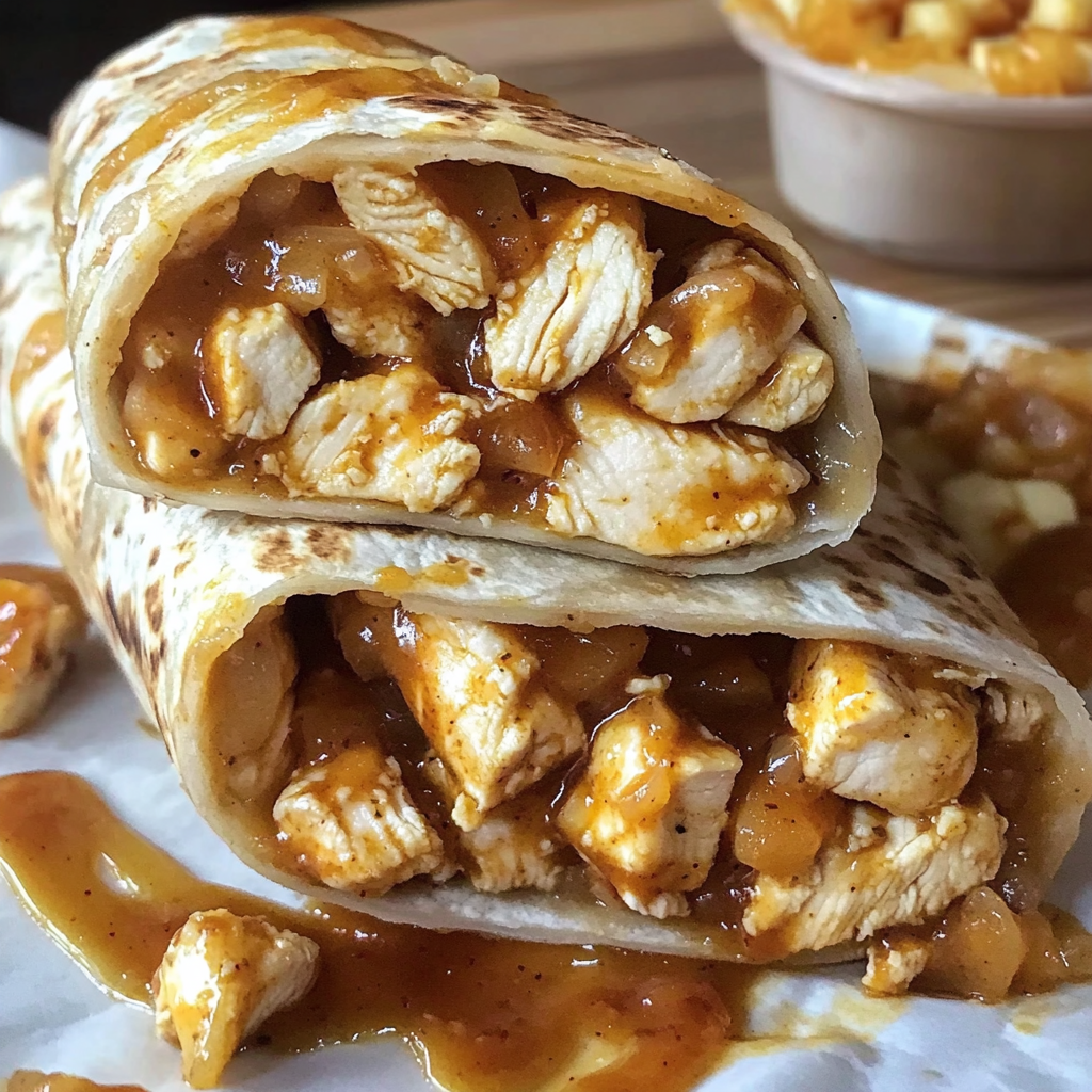 Recipe preparation for Parmesan Garlic Chicken Burritos