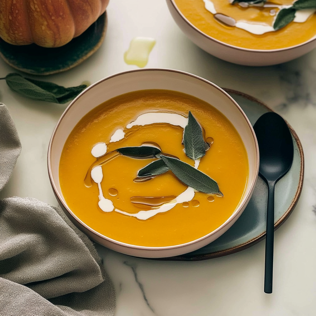 Recipe preparation for Creamy Honey Roasted Acorn Squash Soup