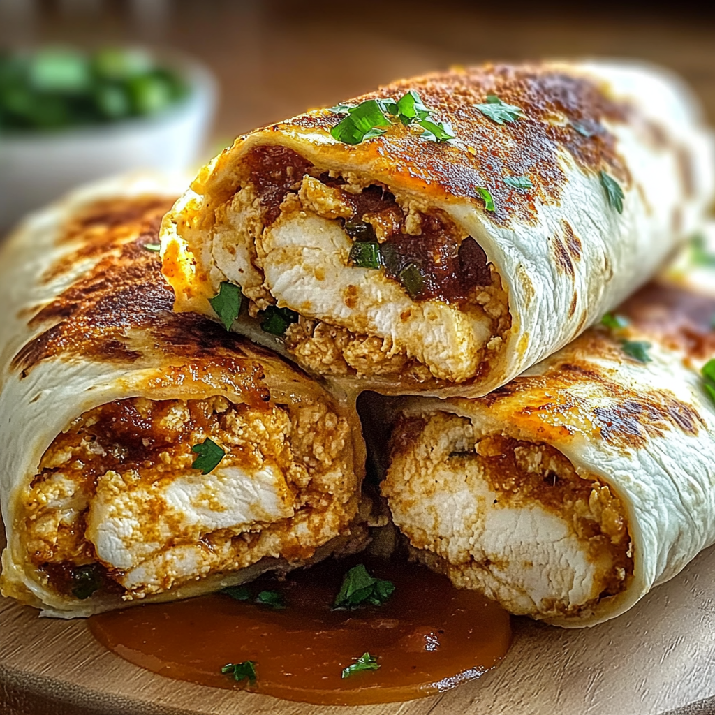 Recipe preparation for Crispy Parmesan Garlic Chicken Burritos