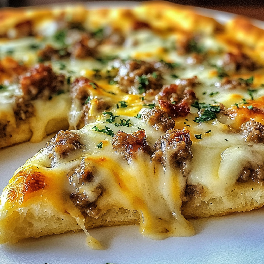 Recipe preparation for Sausage Gravy Biscuit Breakfast Pizza