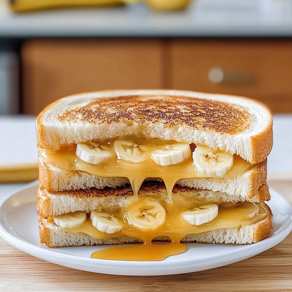 Recipe preparation for Honey Banana Grilled Cheese Sandwich