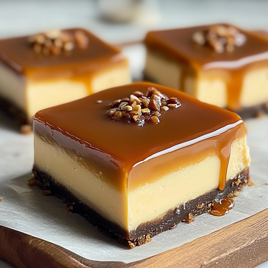 Recipe preparation for Dulce de Leche Cheesecake Bars