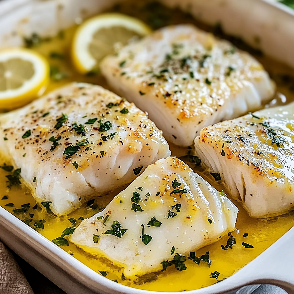 Recipe preparation for Lemon Garlic Butter Baked Cod