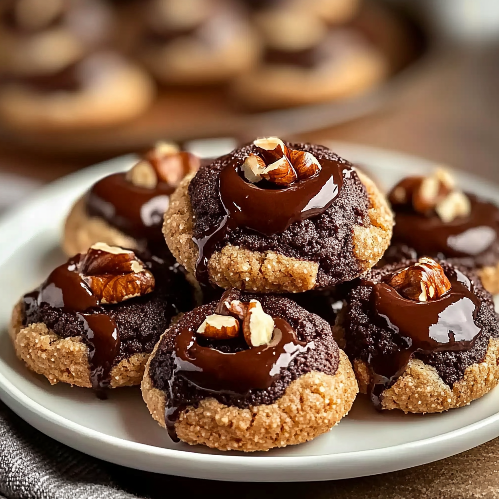 Recipe preparation for Chocolate Hazelnut Thumbprint Cookies