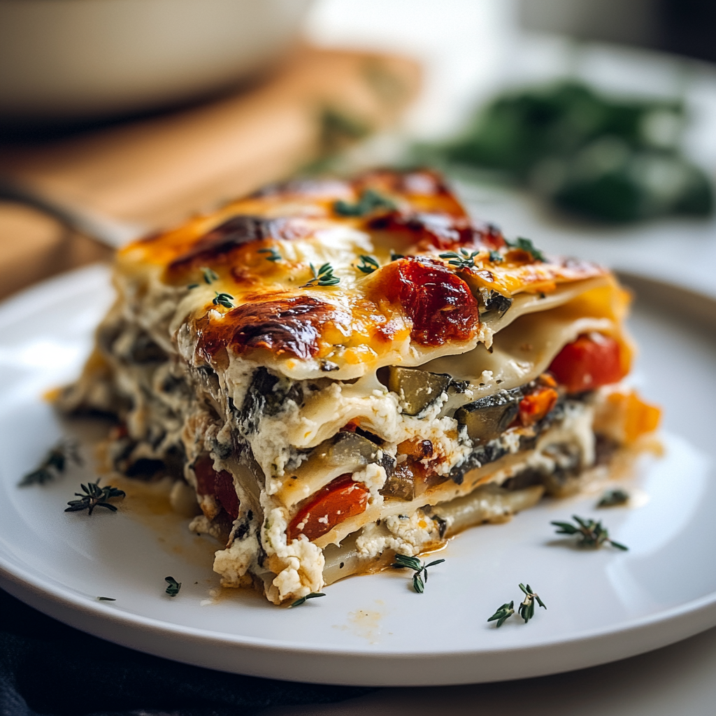 Recipe preparation for Loaded Veggie White Lasagna