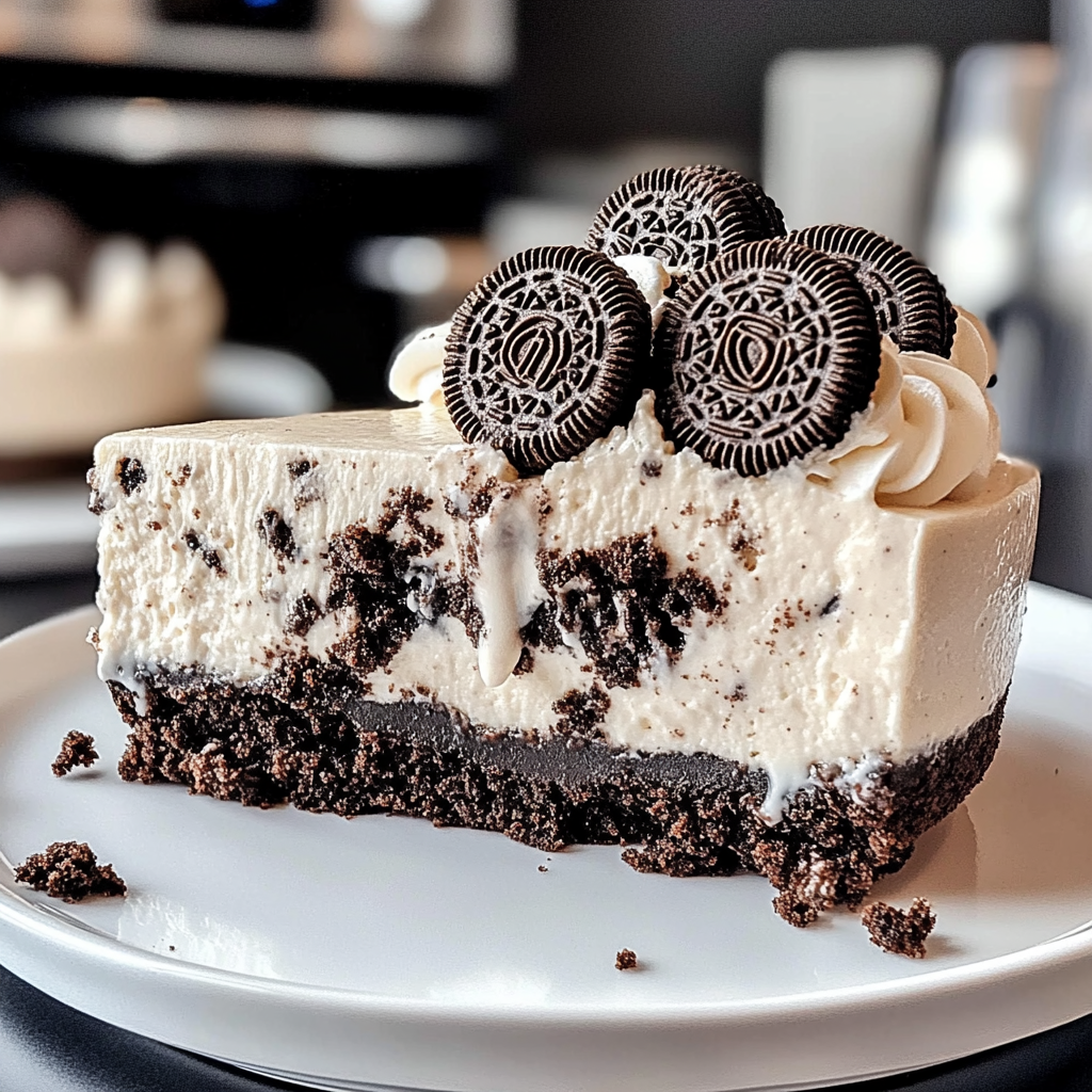 Recipe preparation for No Bake Oreo Cheesecake