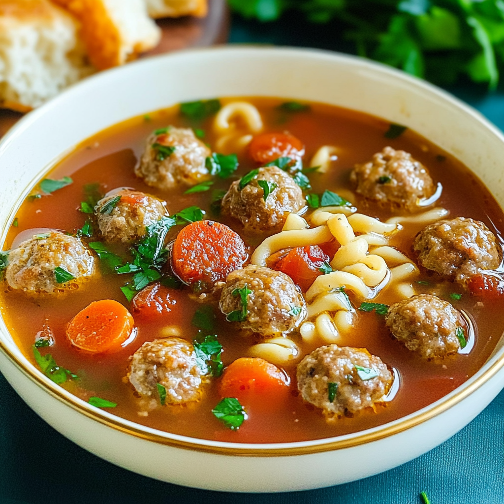 Recipe preparation for Meatball Soup