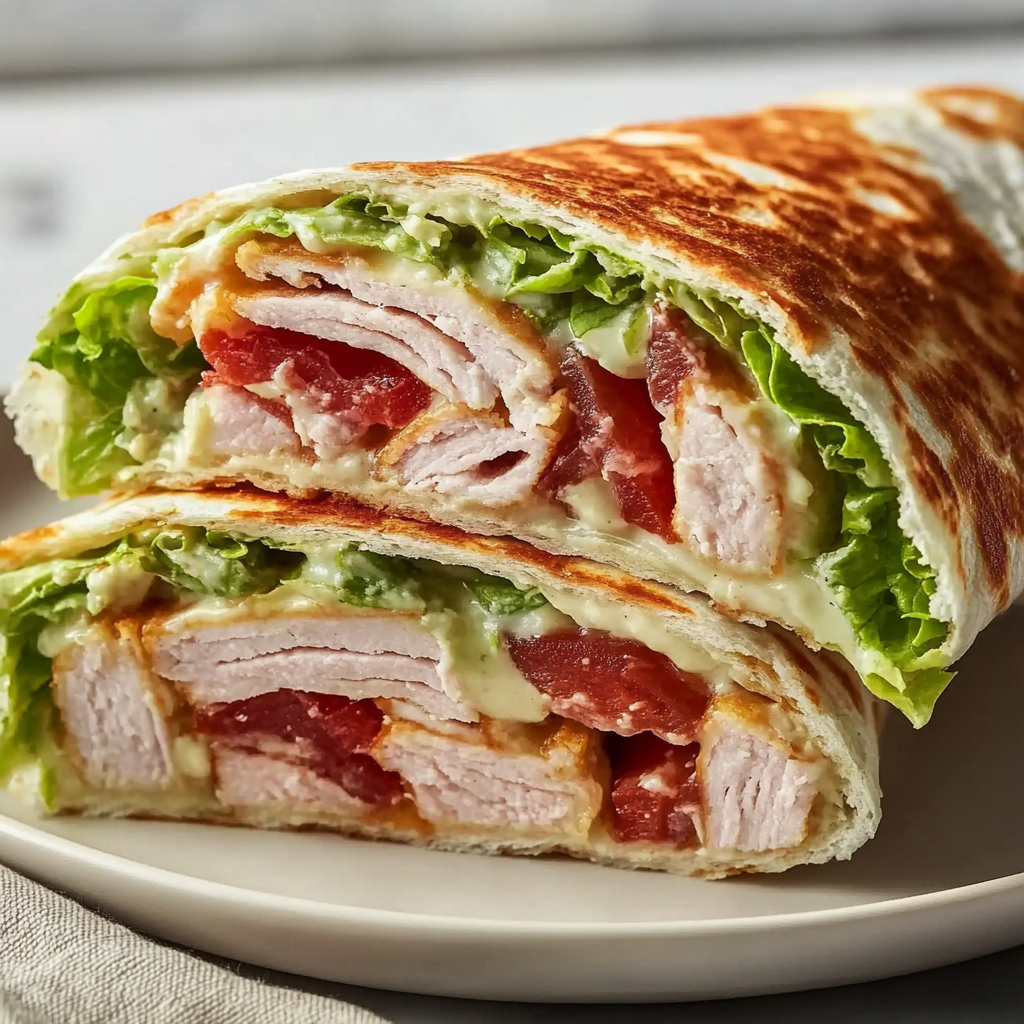 Recipe preparation for Turkey Club Wrap