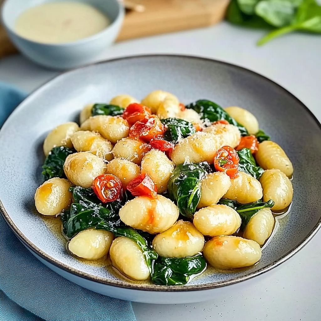 Recipe preparation for Gnocchi with Spinach