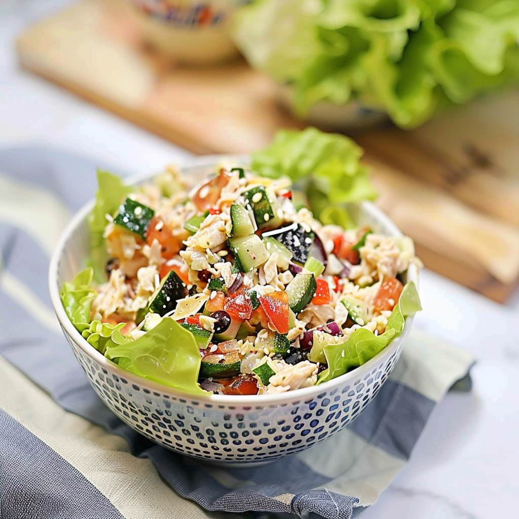 Recipe preparation for Keto Mediterranean Tuna Salad