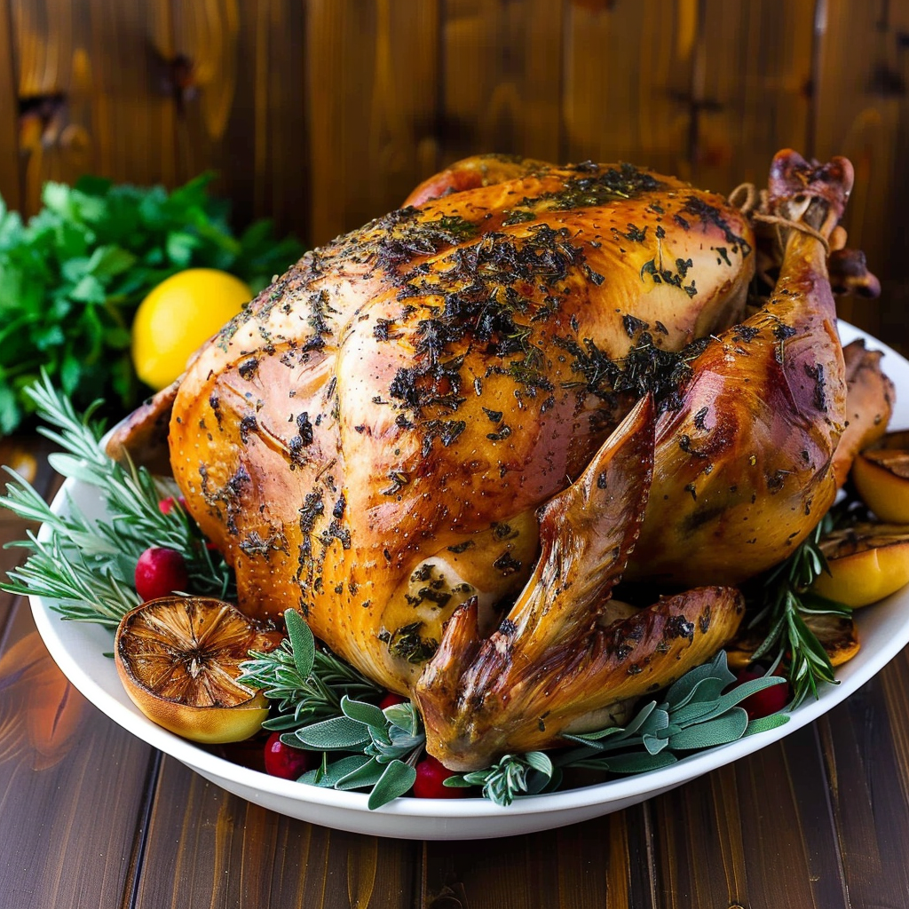 Recipe preparation for Herb-Stuffed Turkey (Classic Roast)