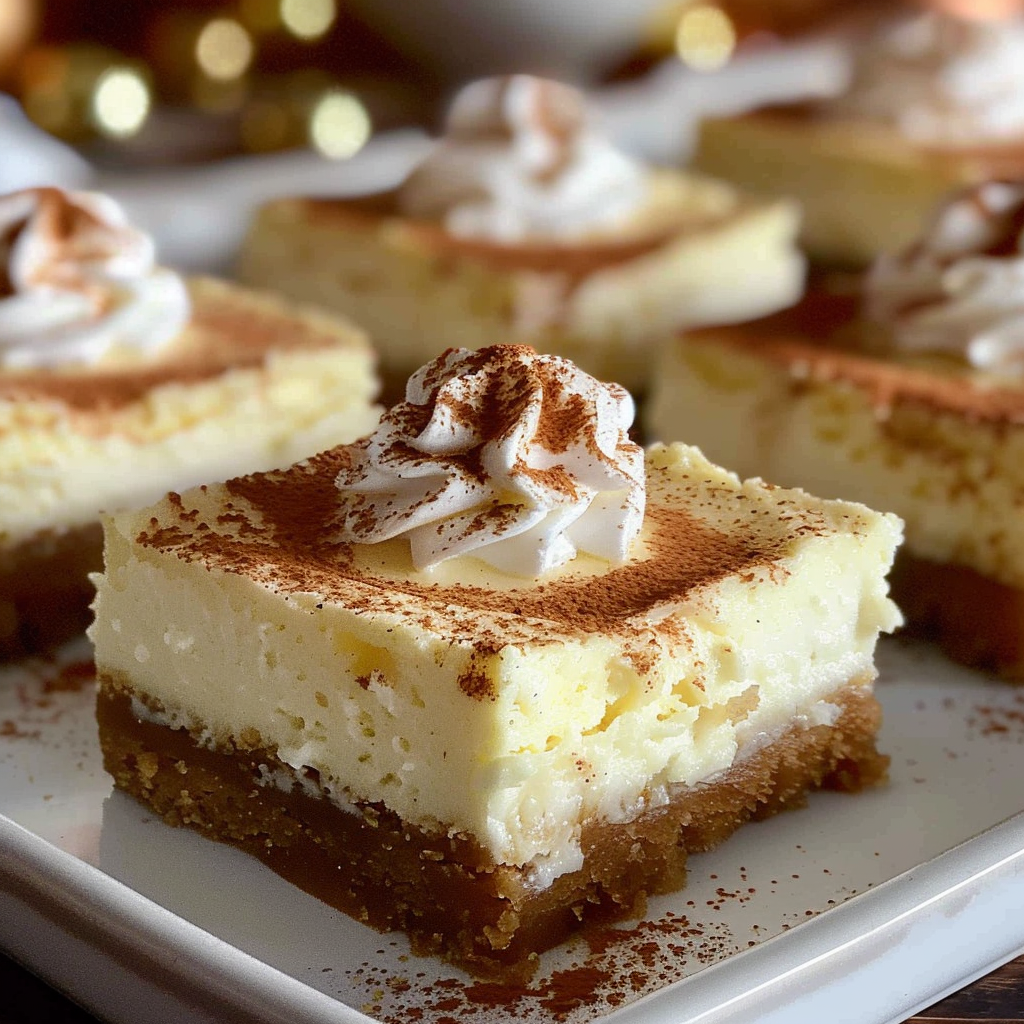 Recipe preparation for No-Bake Eggnog Cheesecake Bars