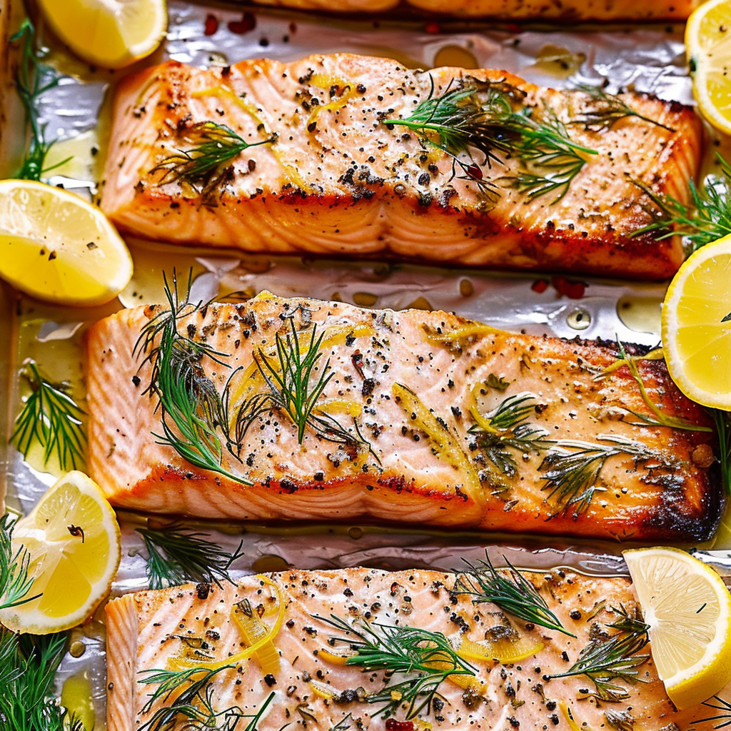 Recipe preparation for Baked Salmon with Dill & Lemon Butter