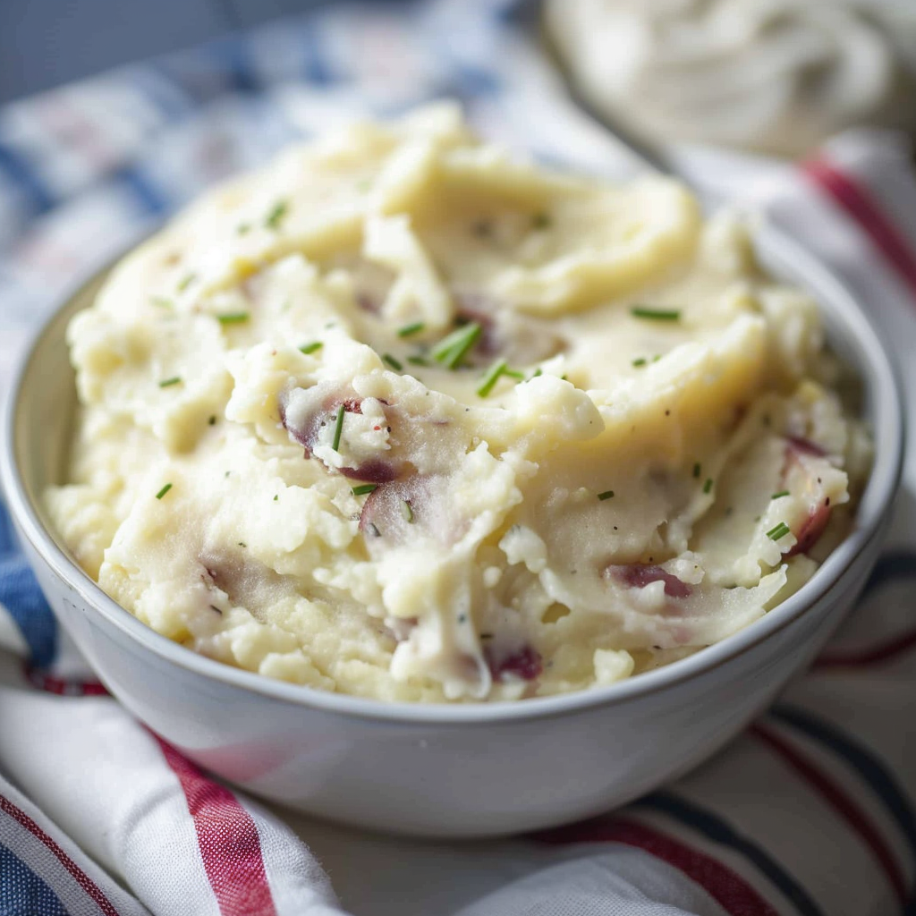 Recipe preparation for Garlic Mashed Potatoes with Chive & Cream Cheese