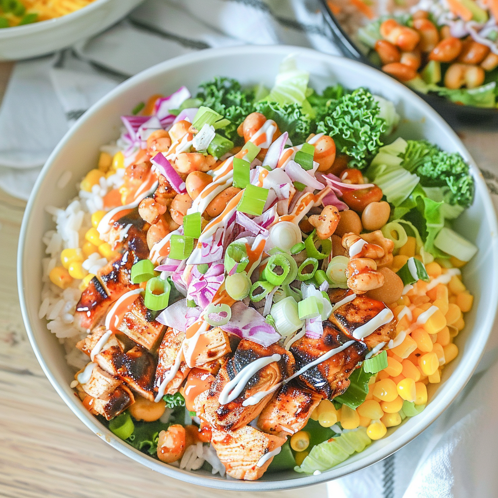 Recipe preparation for Honey-BBQ Chicken Rice Bowls