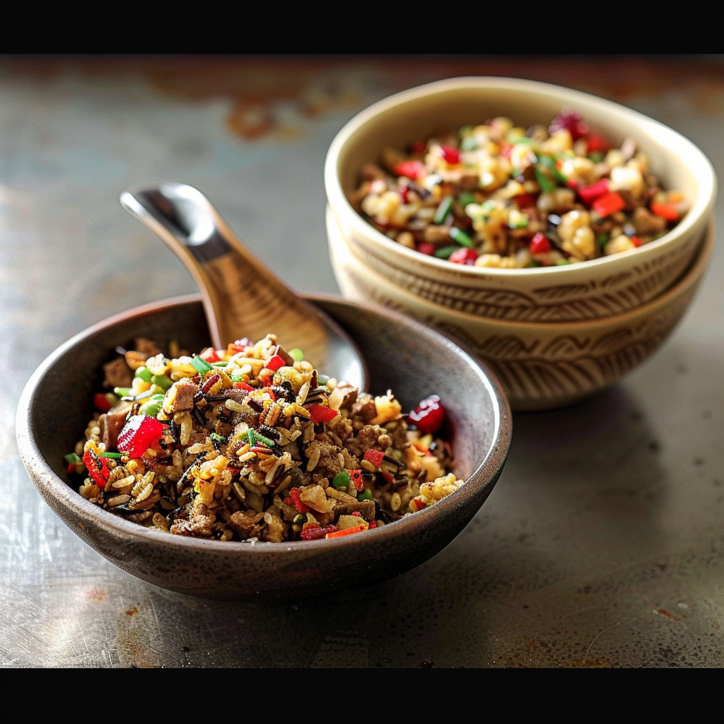 Recipe preparation for Wild Rice, Cranberry & Sausage Stuffing