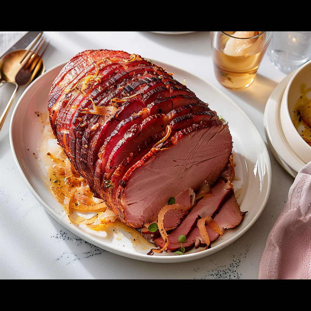 Recipe preparation for Honey-Glazed Spiral Ham