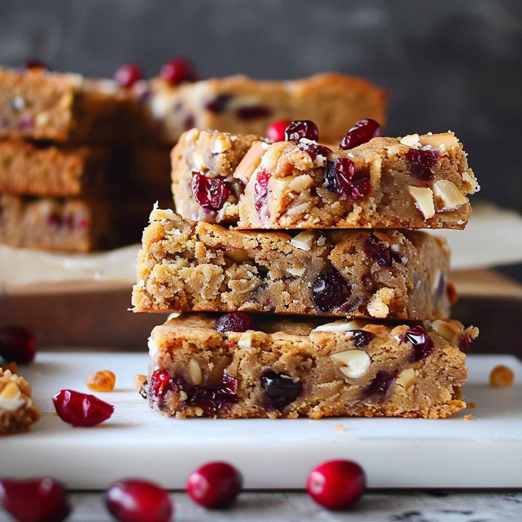 Recipe preparation for White Chocolate Cranberry Blondies