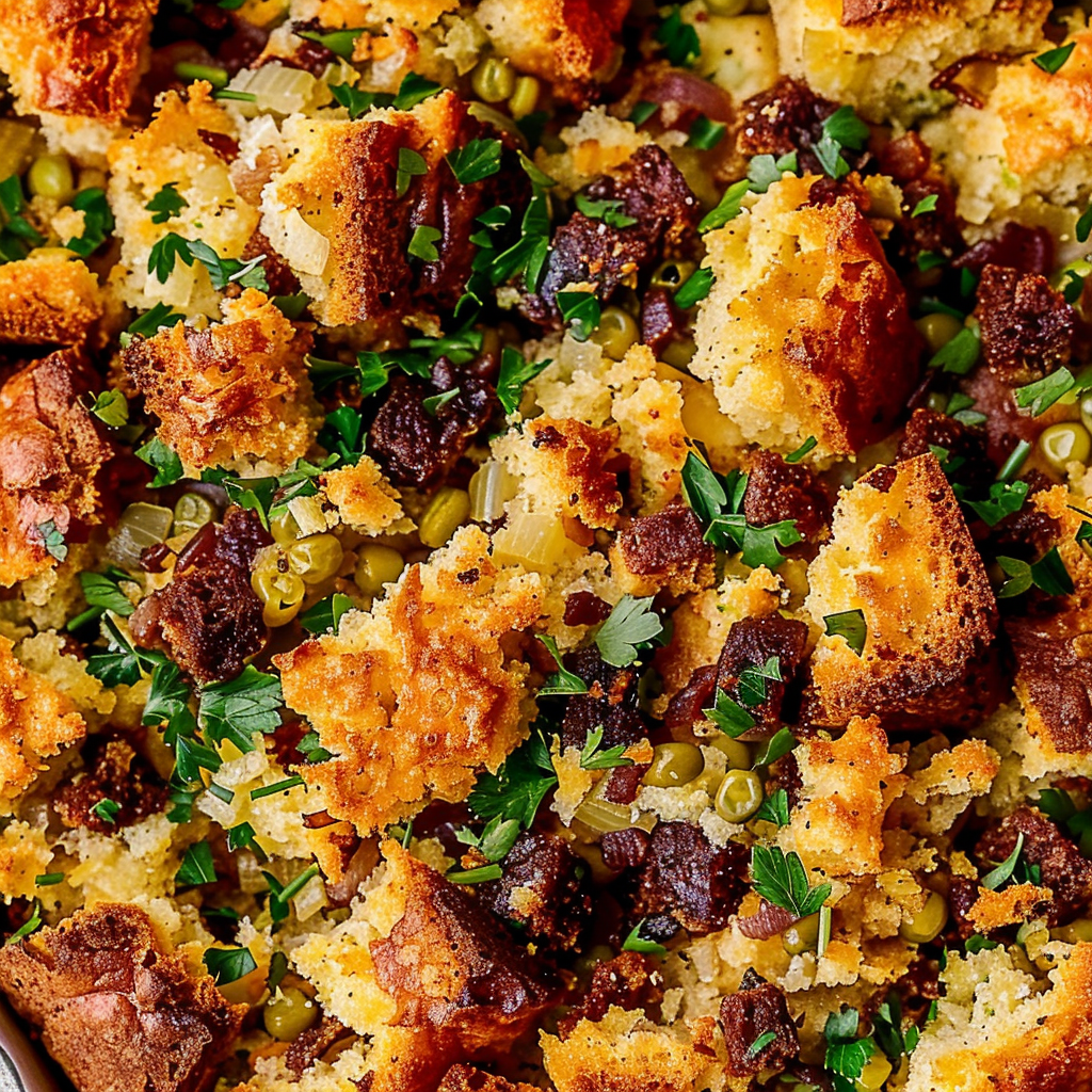 Recipe preparation for Cornbread & Chorizo Stuffing Casserole