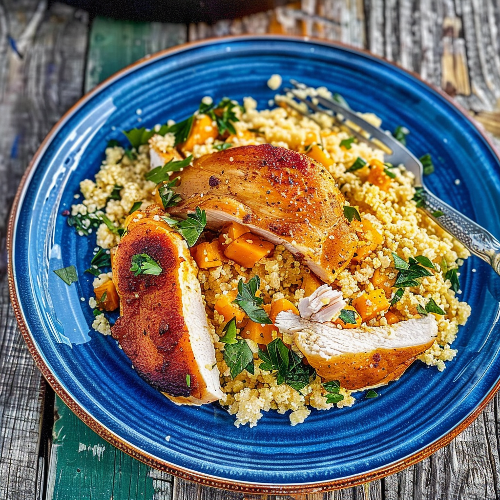 Recipe preparation for Moroccan Spiced Chicken & Couscous