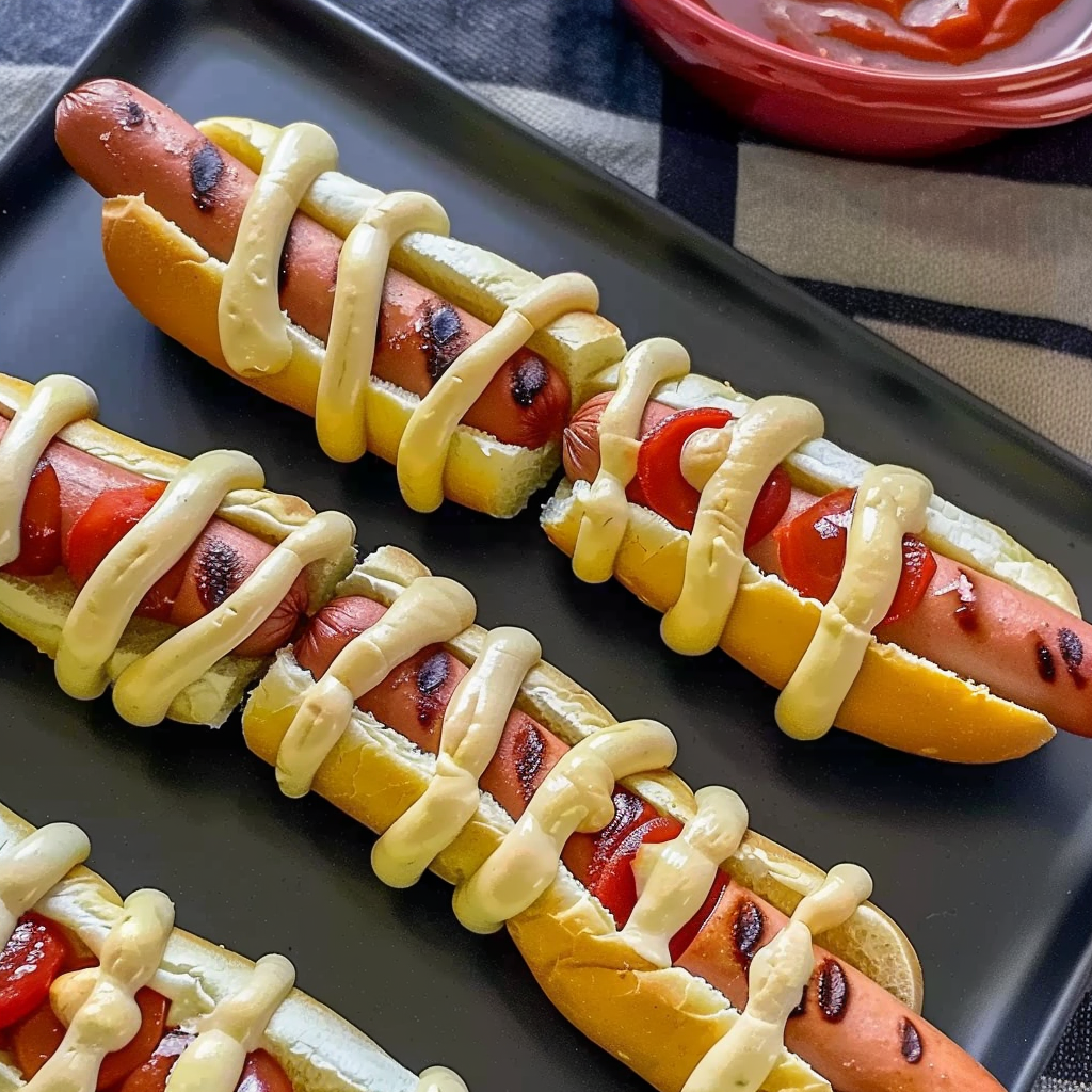 Recipe preparation for Mummy Hot Dogs