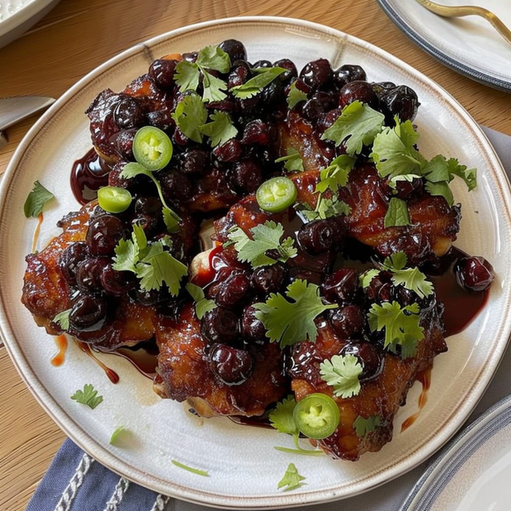 Recipe preparation for Sticky Cherry Chicken Thighs