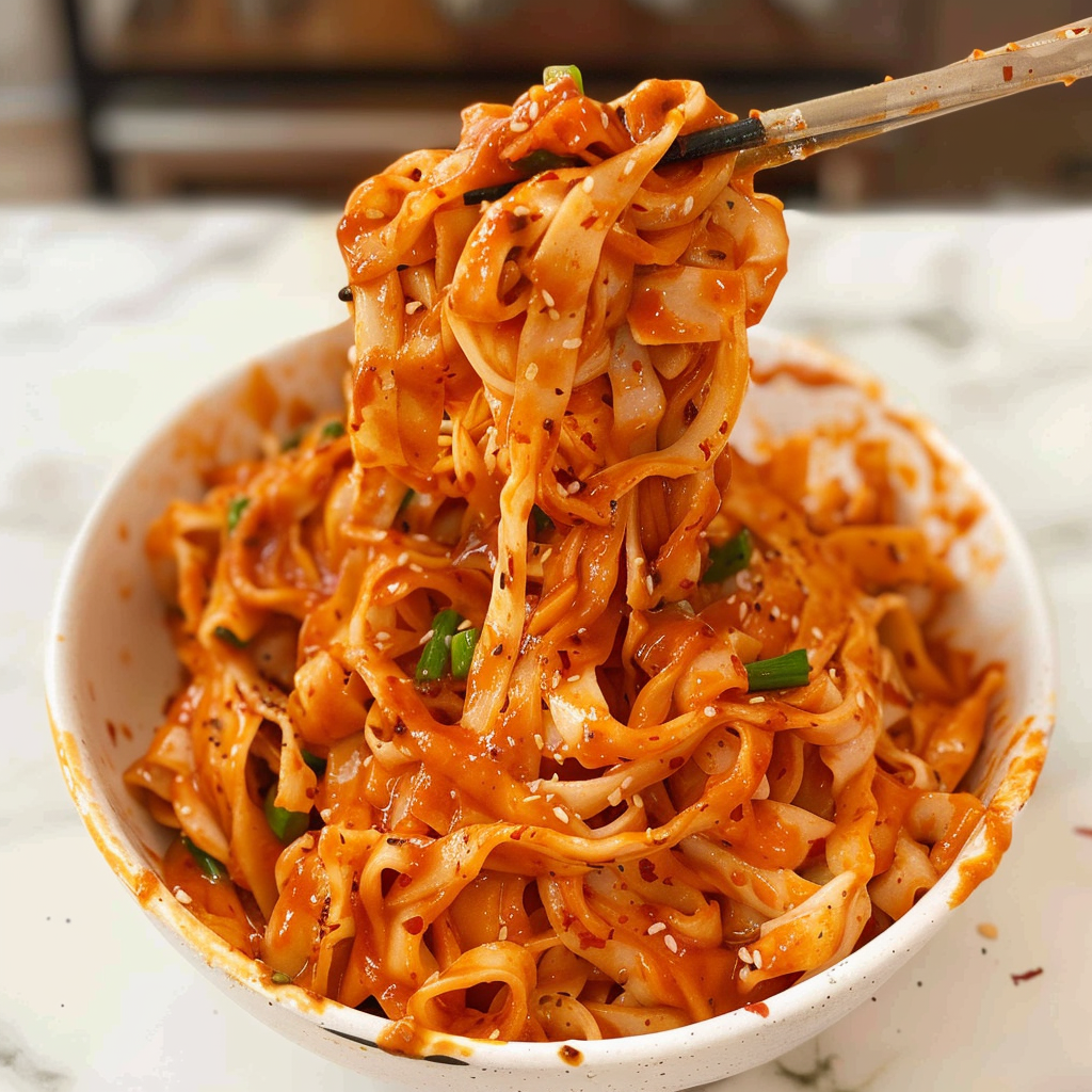 Recipe preparation for Easy Spicy Gochujang Noodles