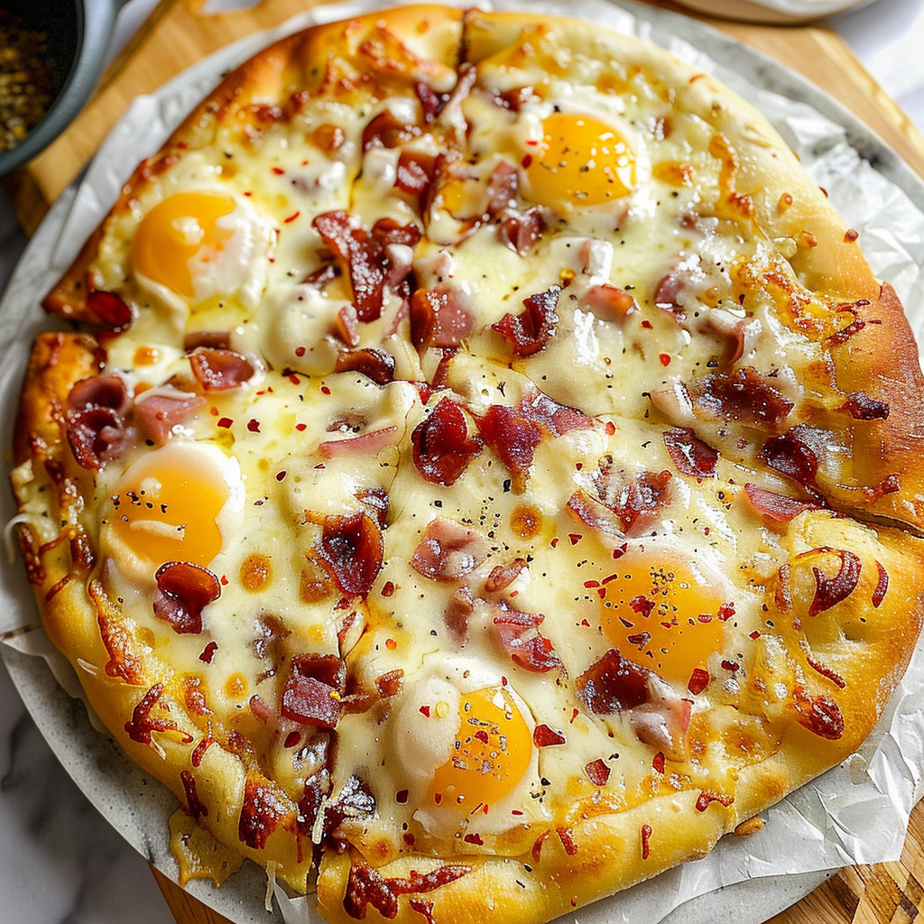 Recipe preparation for Pizza Carbonara