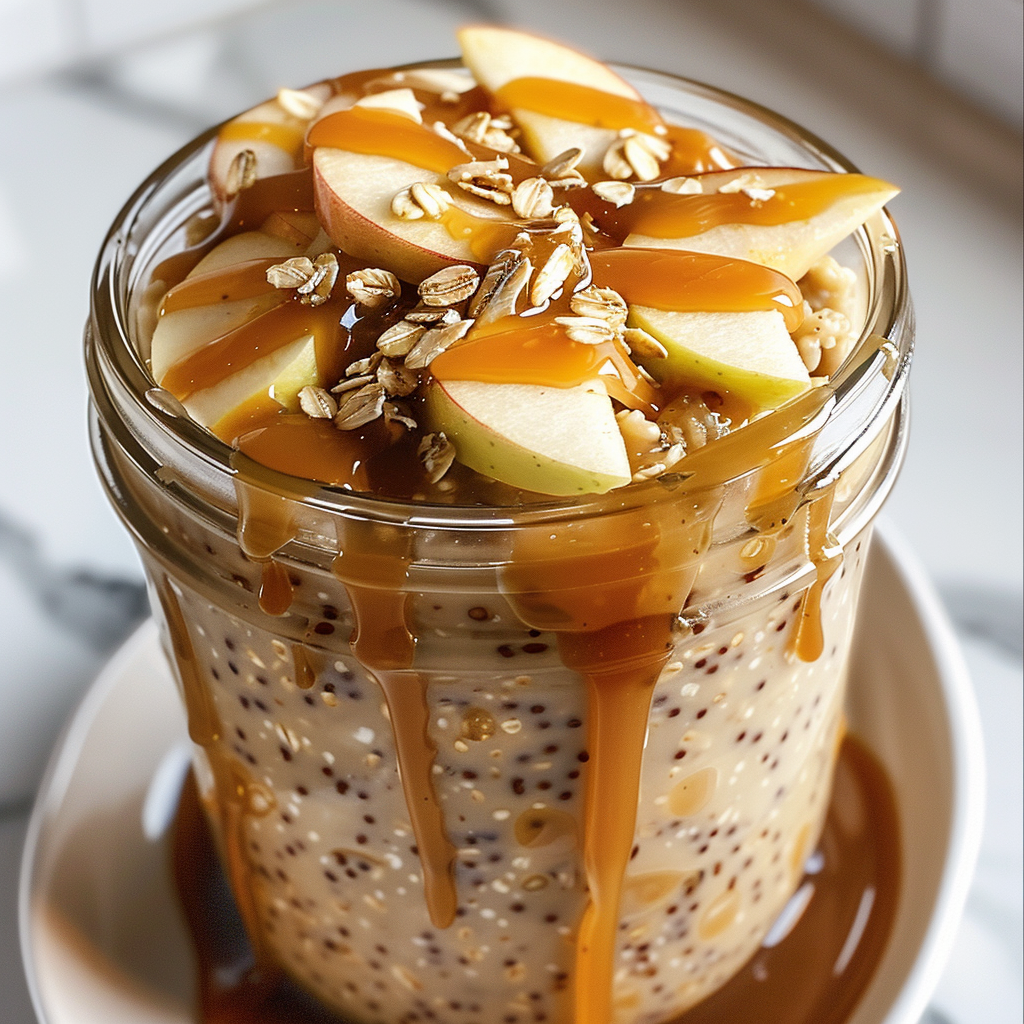 Recipe preparation for Caramel Apple Overnight Oats