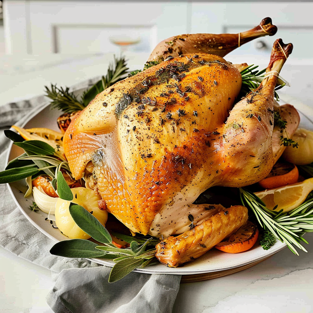 Recipe preparation for Herb Butter Roasted Turkey