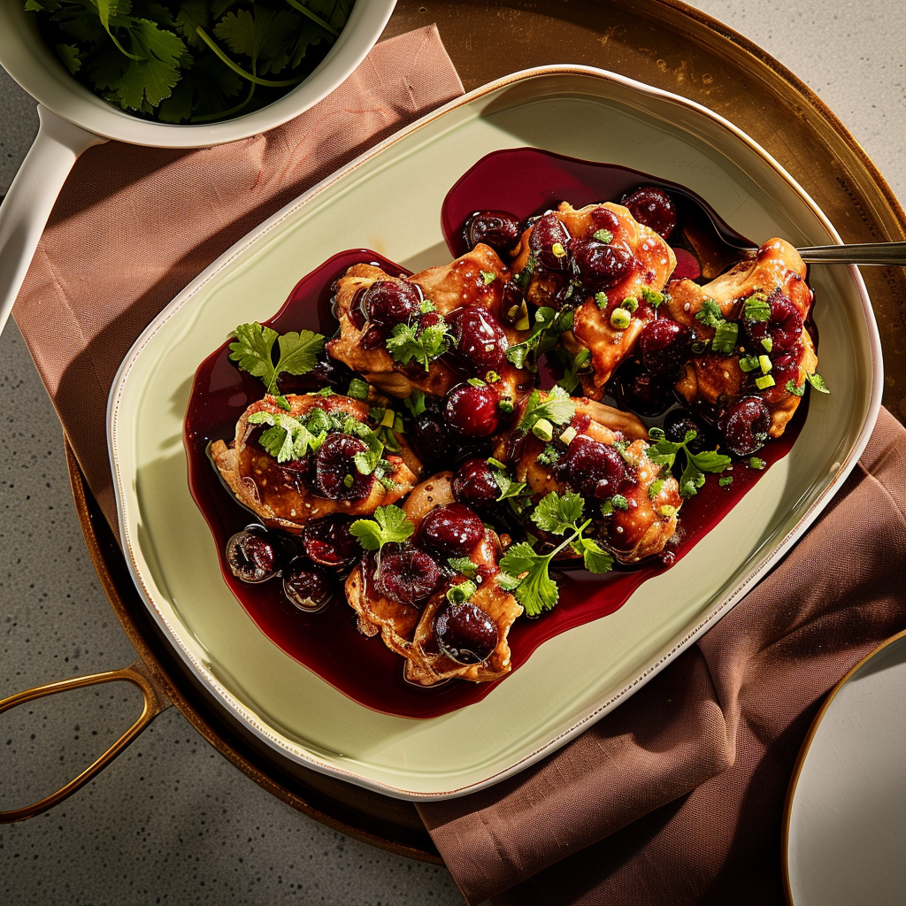 Recipe preparation for Sticky Cherry Chicken