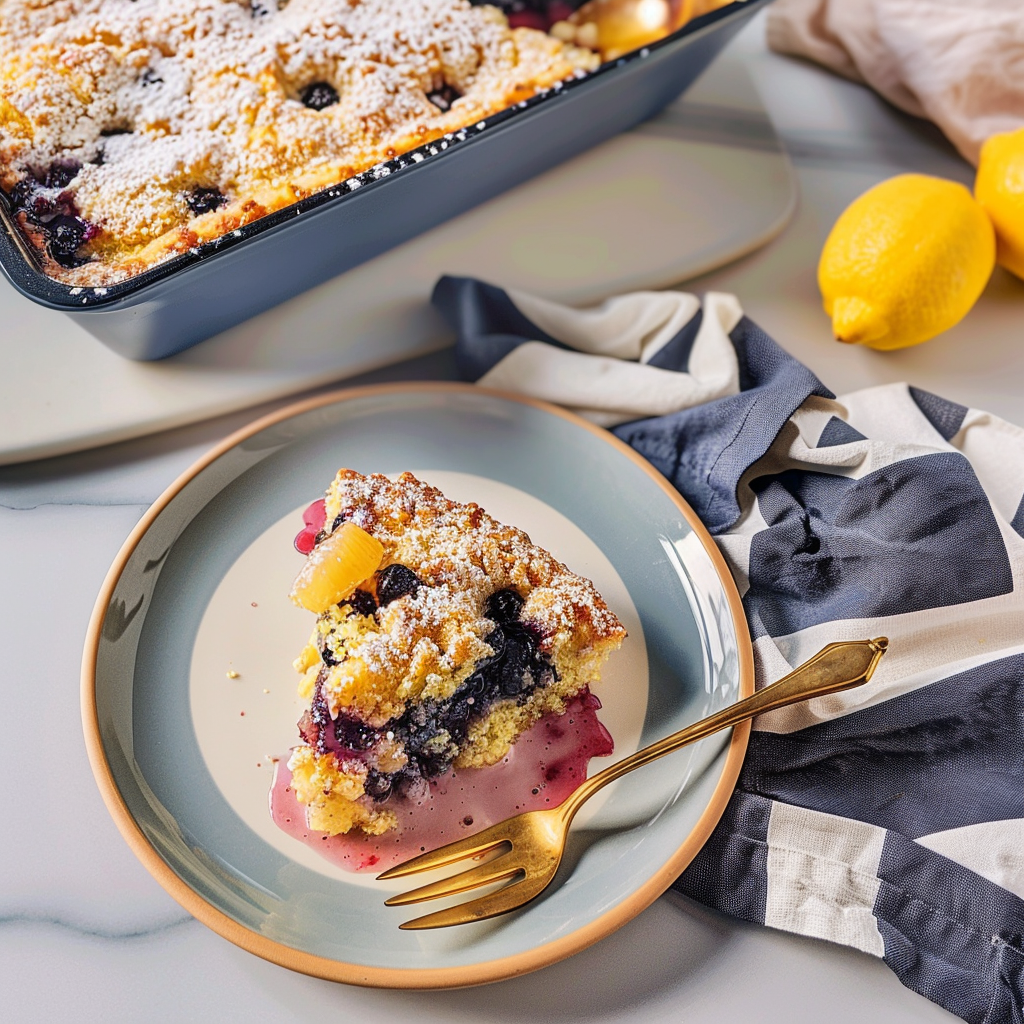 Recipe preparation for Lemon Blueberry Dump Cake