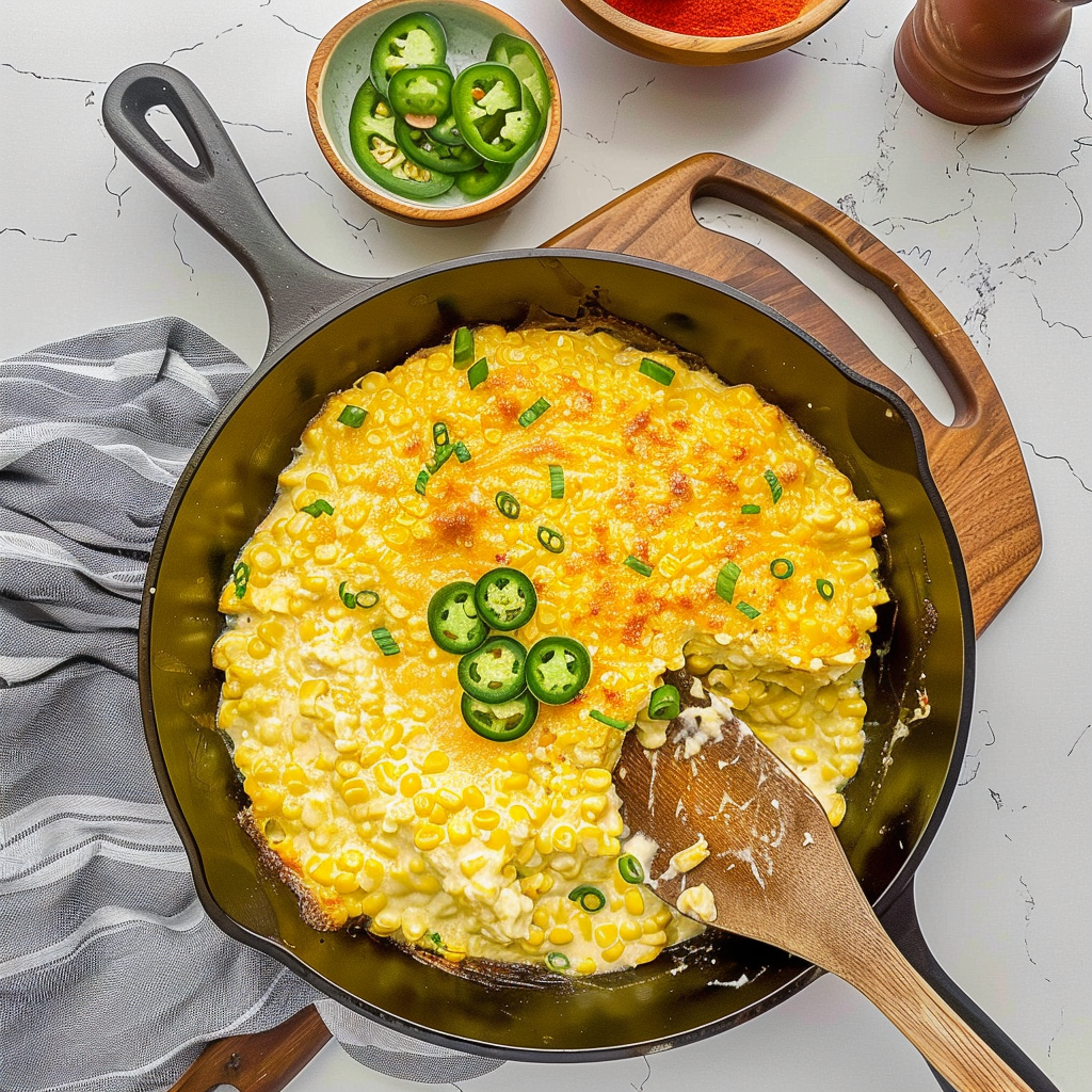 Recipe preparation for Creamed Corn Bake with Jalapeño & Cheese