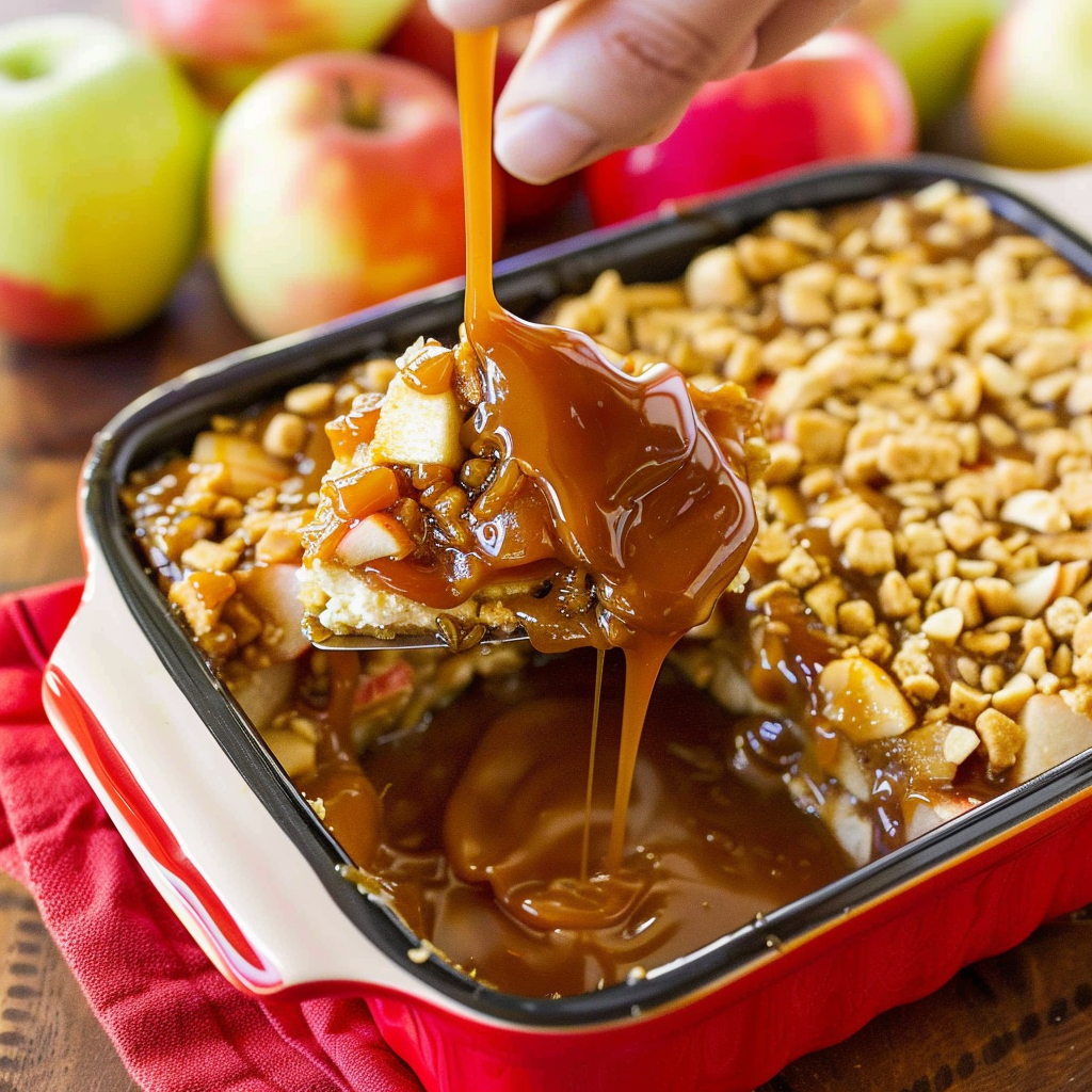 Recipe preparation for Caramel Apple Cheesecake Dip