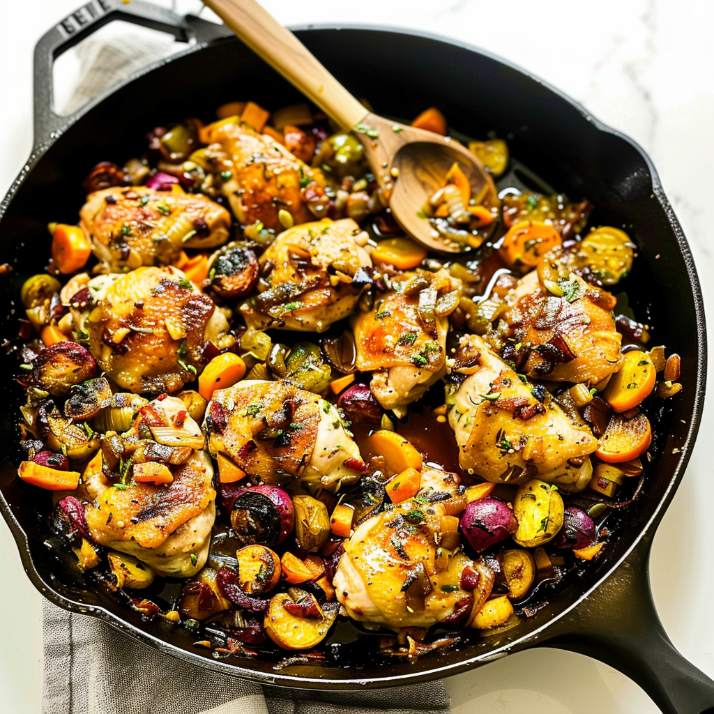 Recipe preparation for One‑Pot Harvest Chicken Skillet