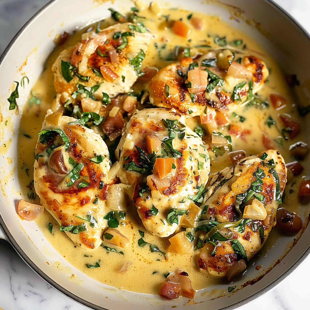 Recipe preparation for Tuscan Garlic Butter Chicken