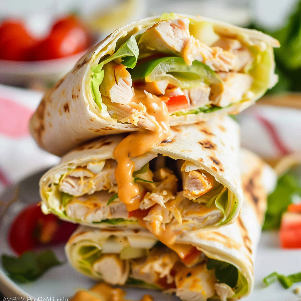 Recipe preparation for Easy Chicken Lunch Wraps