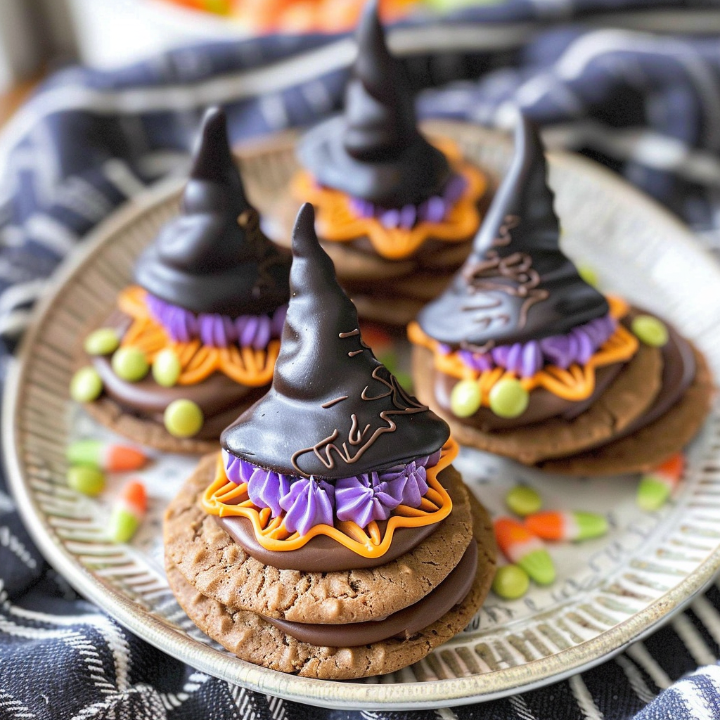 Recipe preparation for Halloween Treat Witch Hat Cookies