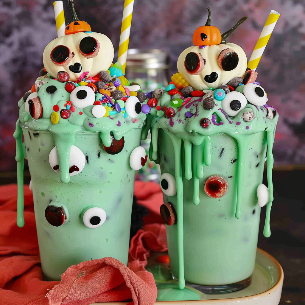 Recipe preparation for Easy Halloween Monster Milkshakes