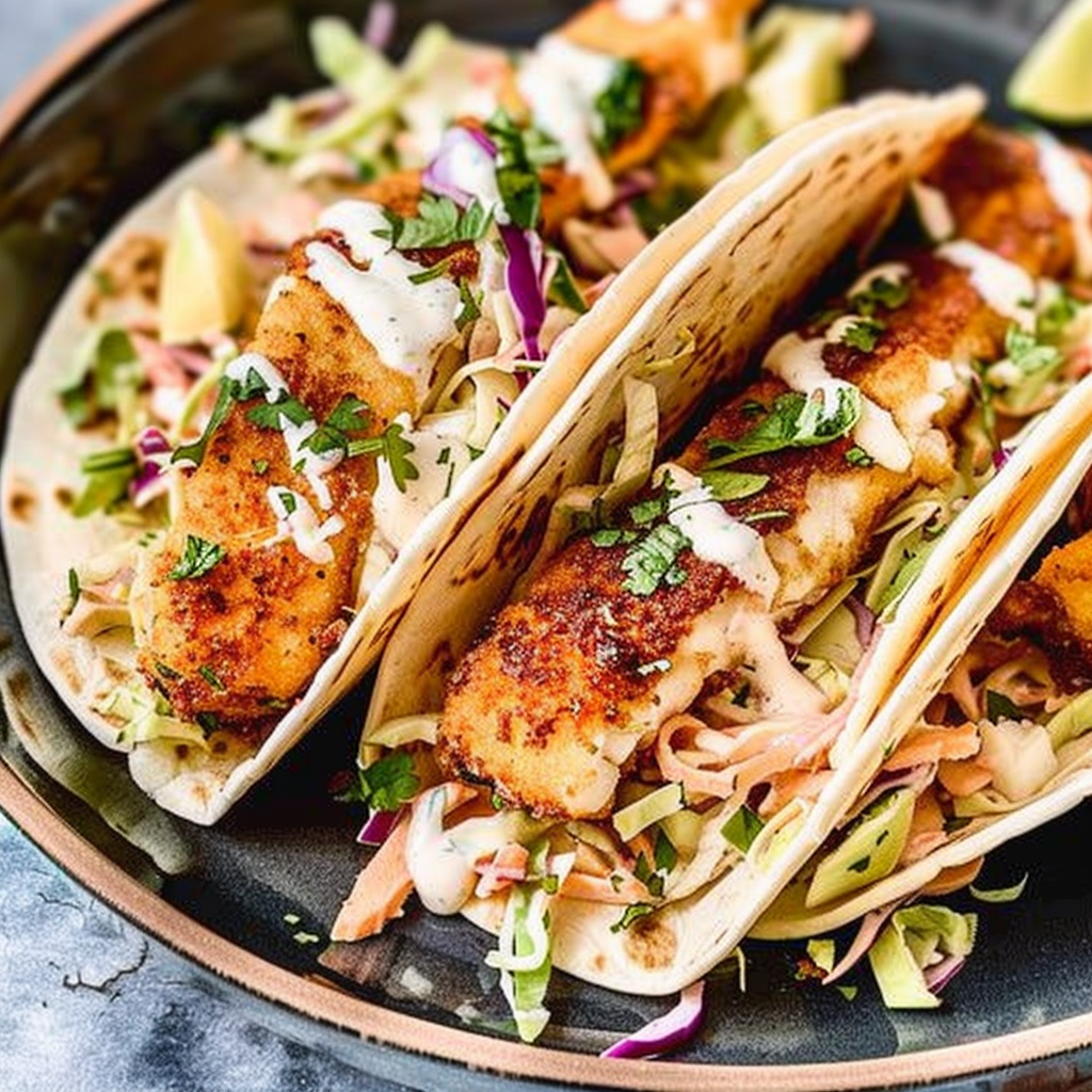 Recipe preparation for Elevated Air‑Fryer Crispy Fish Tacos with Slaw