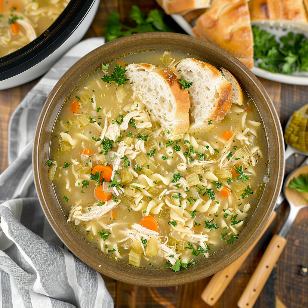 Recipe preparation for Crockpot Chicken Noodle Soup