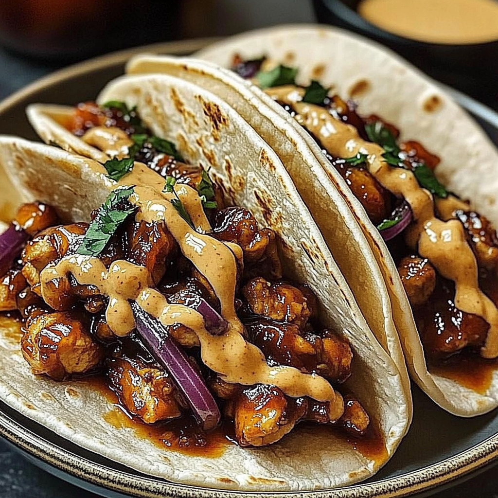 Recipe preparation for Garlic Butter Honey BBQ Chicken Tacos