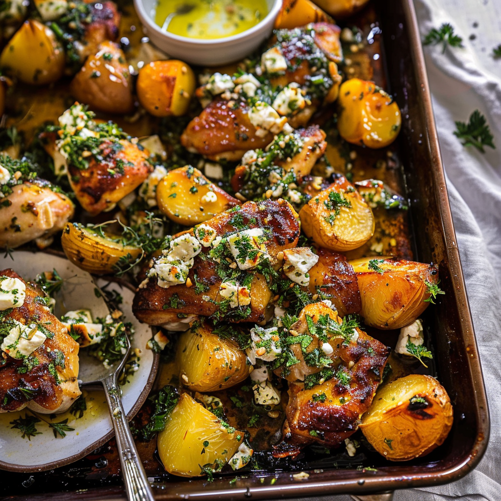 Recipe preparation for Sheet Pan Garlic Butter Chicken