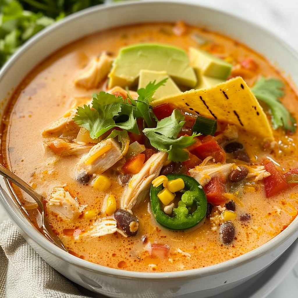 Recipe preparation for Creamy Chicken Tortilla Soup